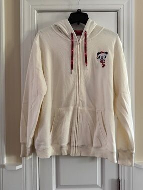 EUC Women's Disney Christmas Mickey Embroidered Sweatshirt Hoodie 1X